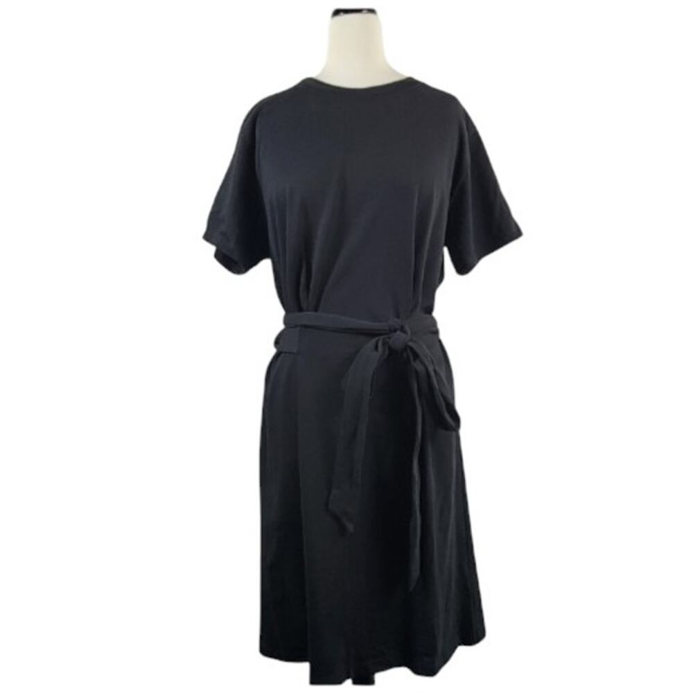 Vince Short Sleeve Tie Waist Dress Black Size Large